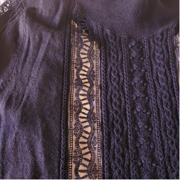 Sézane Janis Navy Merino Wool Long Sleeve Sweater – Sz L - Picture 3 of 15